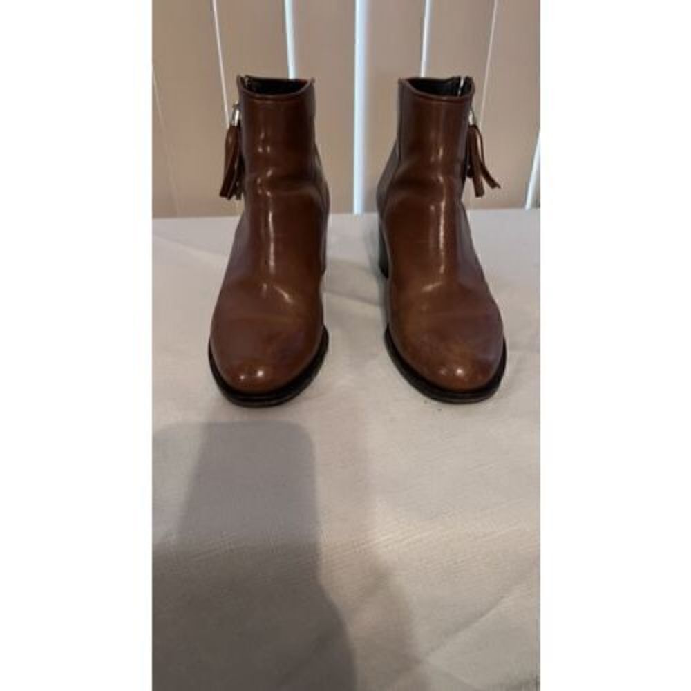 RUSSELL & BROMLEY  Tan Tassal  Brown Leather Chelsea Zip  Boots, Size 9 EU 39.5